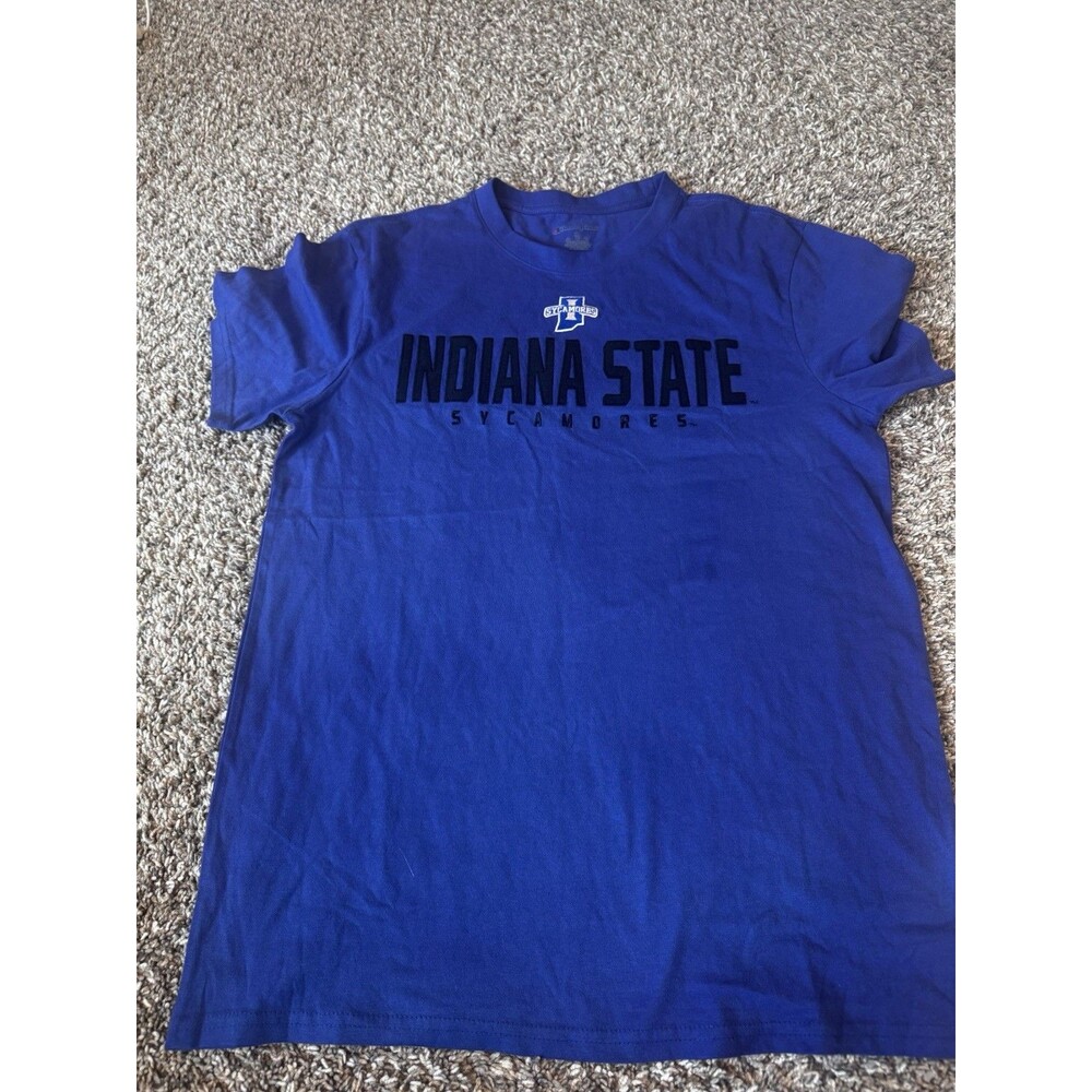 Champion Indiana State Sycamores T Shirt Men’s M Blue Embroidered NCAA College